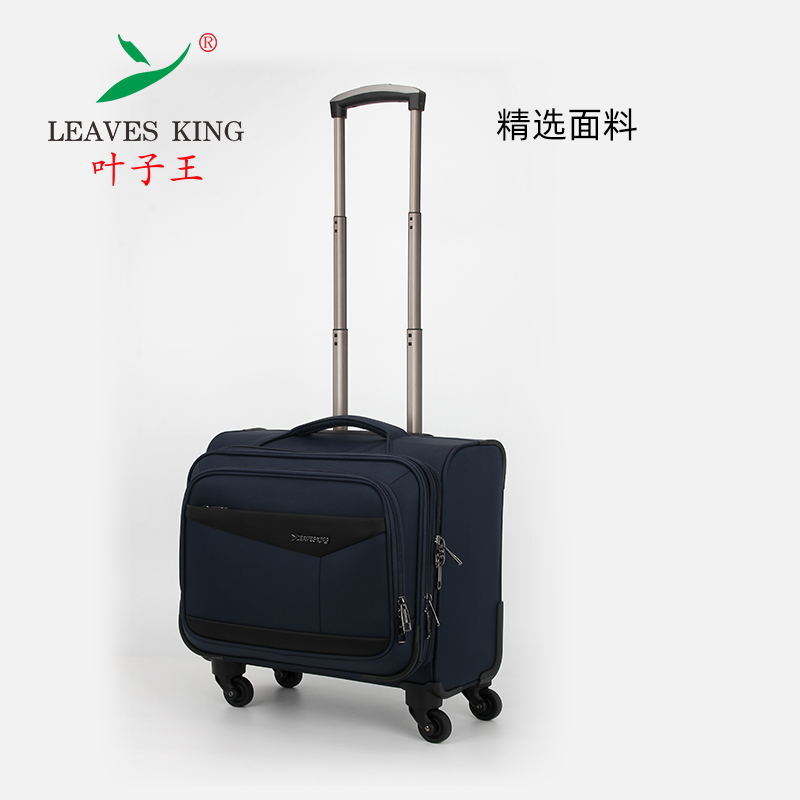 Vali vải Oxford 16 inch nhẹ, bánh xe đa hướng, khóa kéo, xách tay cho doanh nhân — Màu đen