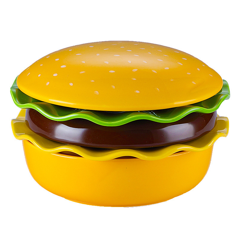 かわいいスタイルのハンバーガー丼プレート食器セットサラダボウルデザートプレートスナックプレートセラミック釉下カラー漫画|undefined