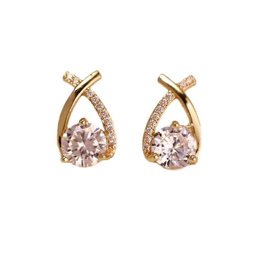 Fashionable fresh earrings, accessory, silver 925 sample, city style, 750 sample gold, wholesale
