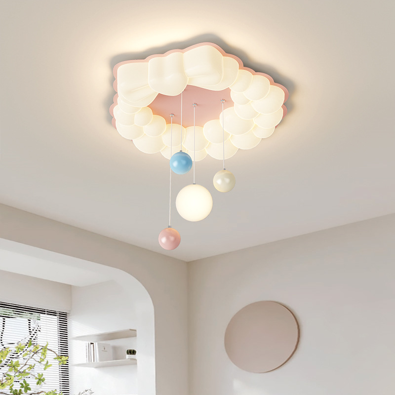 Luz de habitación para niños, niña, princesa, luz de habitación, espectro completo, protección ocular, viento crema, burbuja, luz de dormitorio, luz de techo