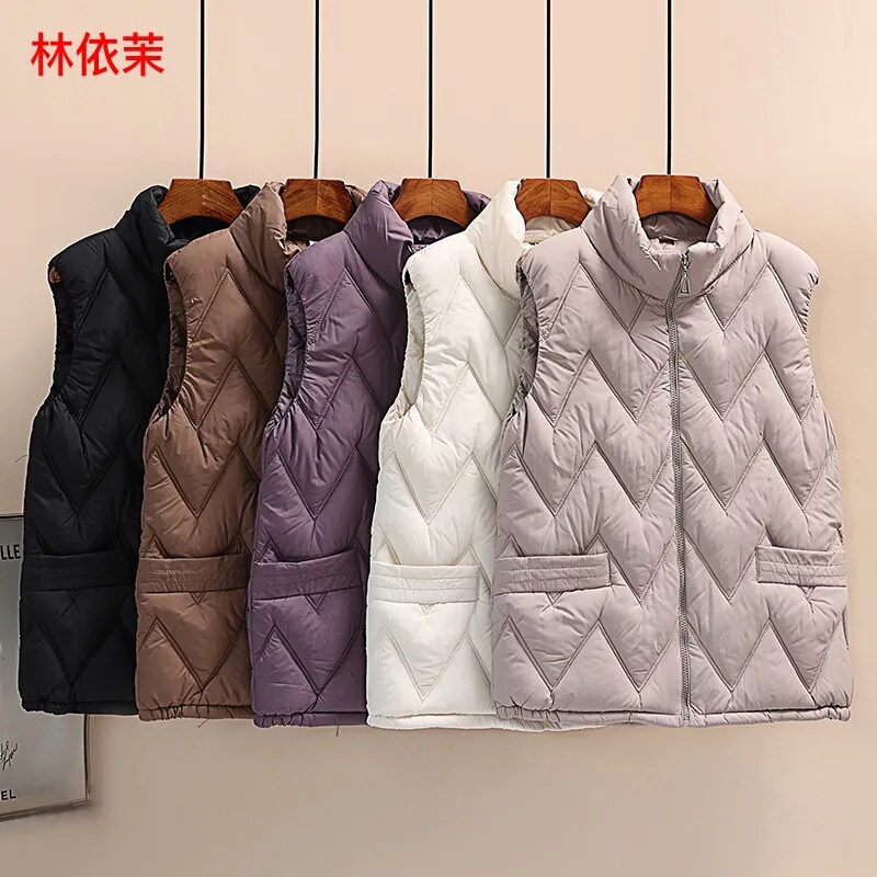 Down Cotton Vest for Women, Autumn and Winter Fashion, Mom's Vest Jacket, Loose and Lightweight, Warm Cotton Outerwear
