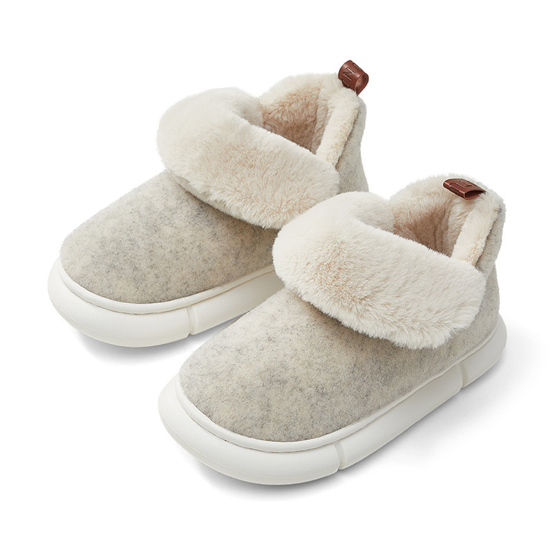 Zapatillas de algodón de tacón alto para nieve con buen ajuste, invierno femenino 2023, nueva pareja, hogar, interior, hombres cálidos