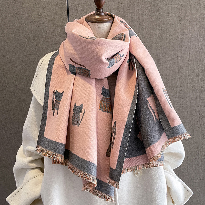 Color Block Pattern Women's Basic Color Block Imitation Cashmere Printing Scarf