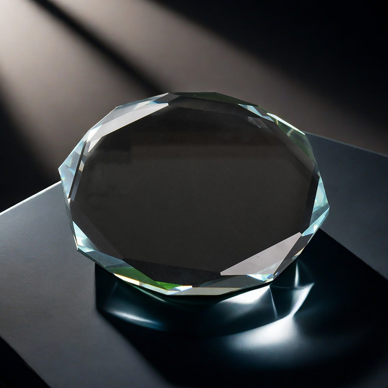 Crystal Sunflower Octagonal Accessory Cake Pan White Base, Available in Multiple Sizes, Supports Logo Engraving, Geometric Crystal Ornament