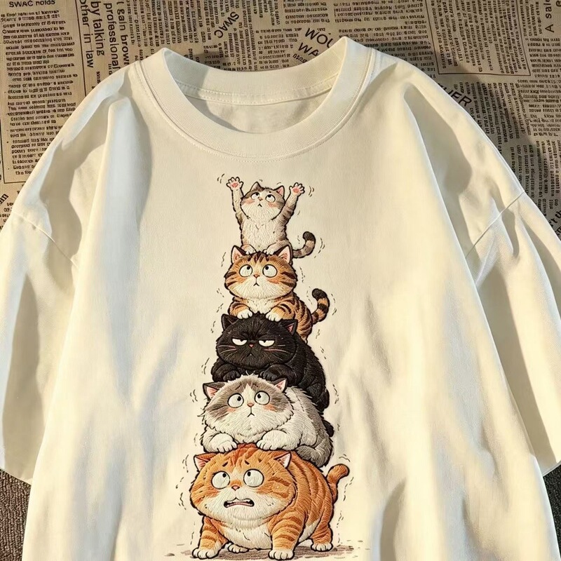 Cartoon Little Yellow Duck Cat Short-Sleeve T-Shirt for Men and Women, Loose Fit, Summer Ins High Street Couple's Half-Sleeve Top Cartoon Little Yellow Duck Cat Short-Sleeve T-Shirt for Men and Women, Loose Fit, Summer Ins High Street Couple's Half-Sleeve Top