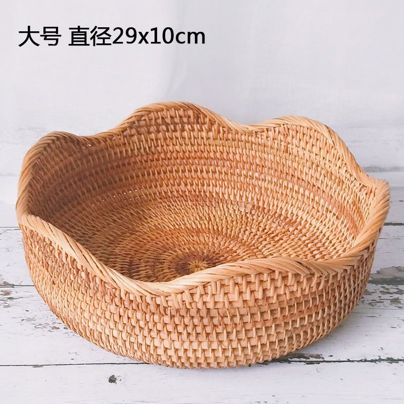 Cestas de almacenamiento de frutas de caña trenzadas vietnamitas canasta de sala de estar casera de bocadillos cestas de dulces creativas canasta de frutas secas caja