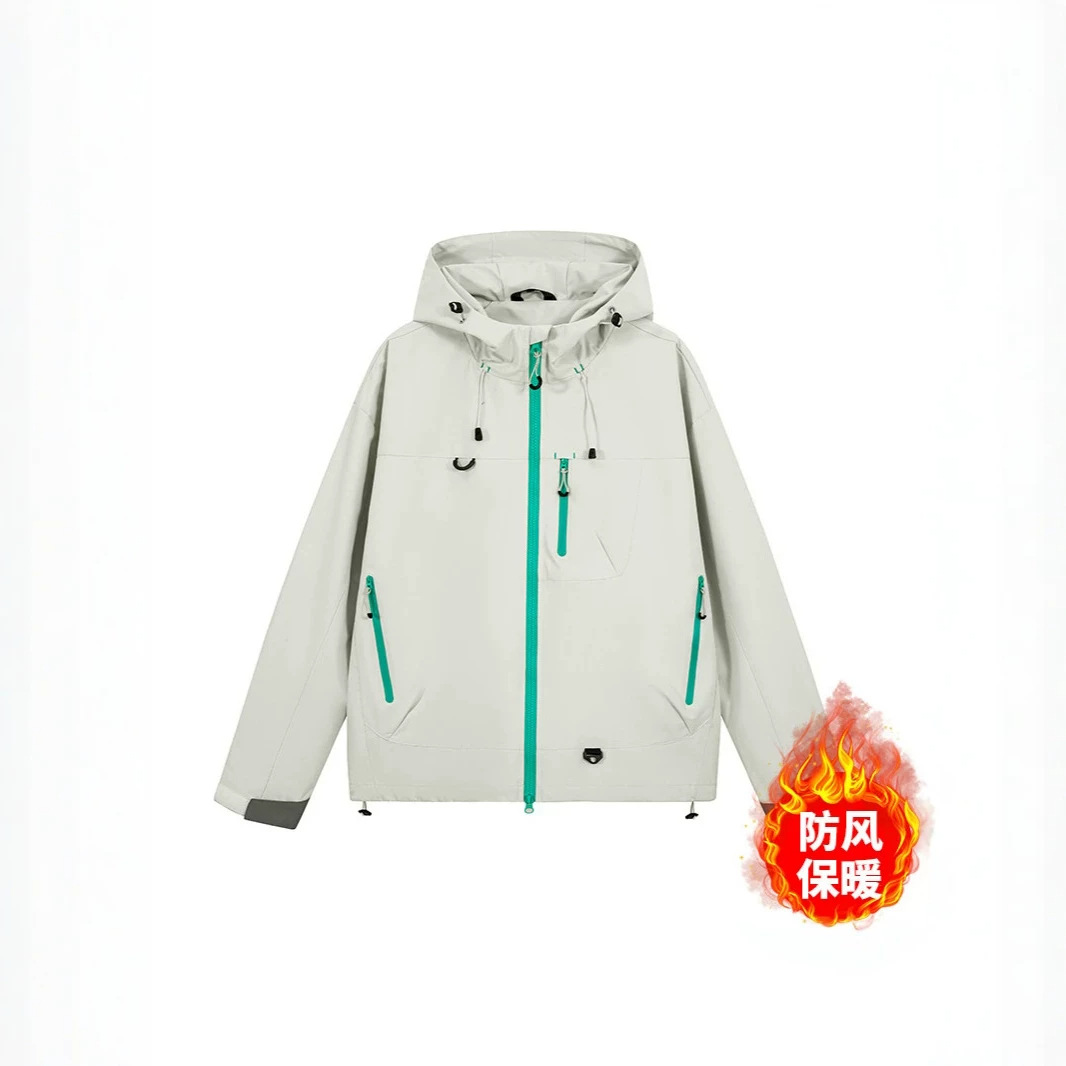 American retro mountain style jacket for women, multi-zipper hooded coat, waterproof and windproof jacket
