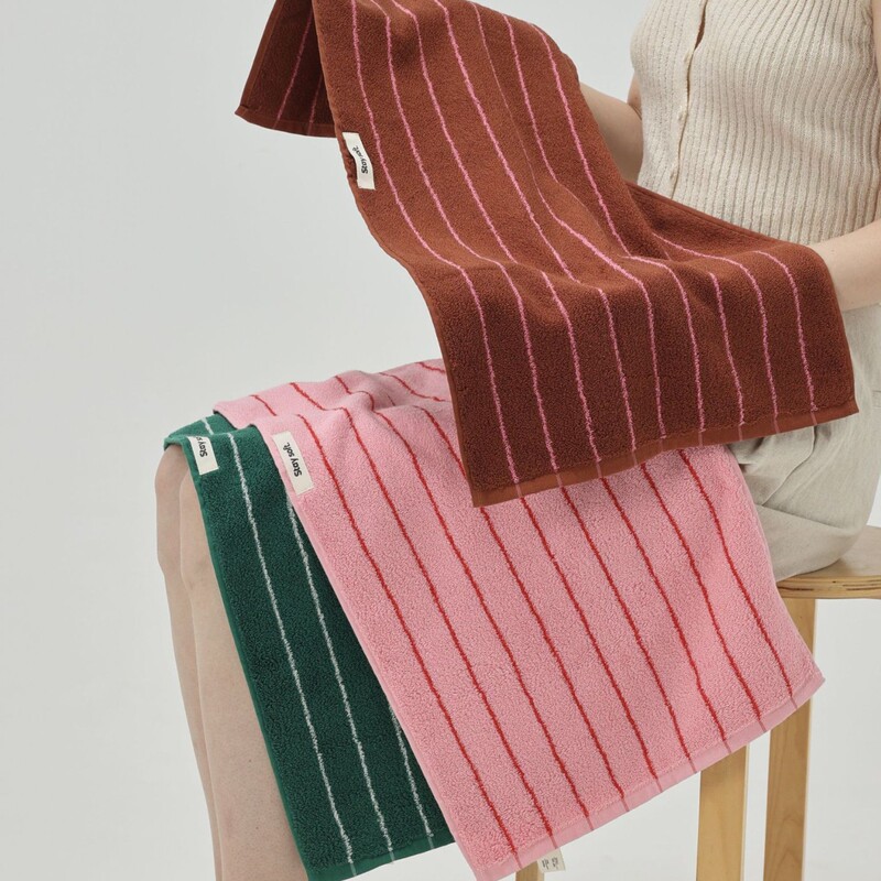 Autumn and Winter New Thin Strip Color Matching Towel Combed Cotton Adult Absorbent Bath Towel Contrasting Stripess Adult Towel