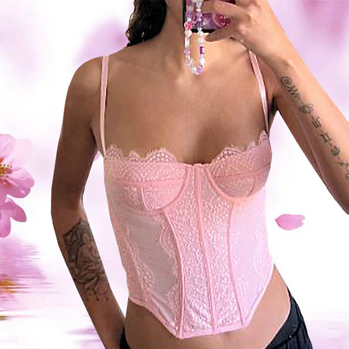 European and American style body shaping new style lace embroidered fishbone nylon sexy tube top suspender hollow backless outer bra for women