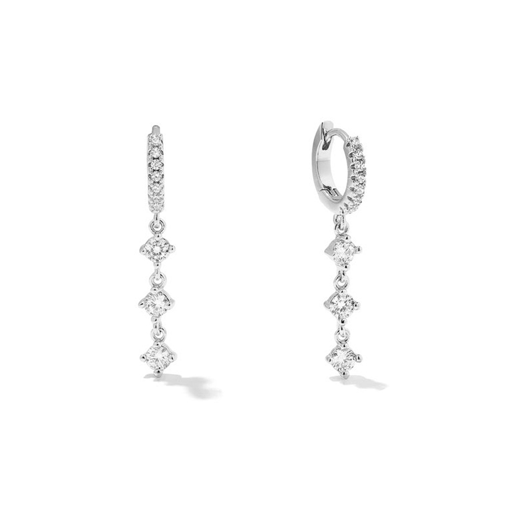 Fashion Cross Sterling Silver Inlay Zircon Drop Earrings 1 Pair