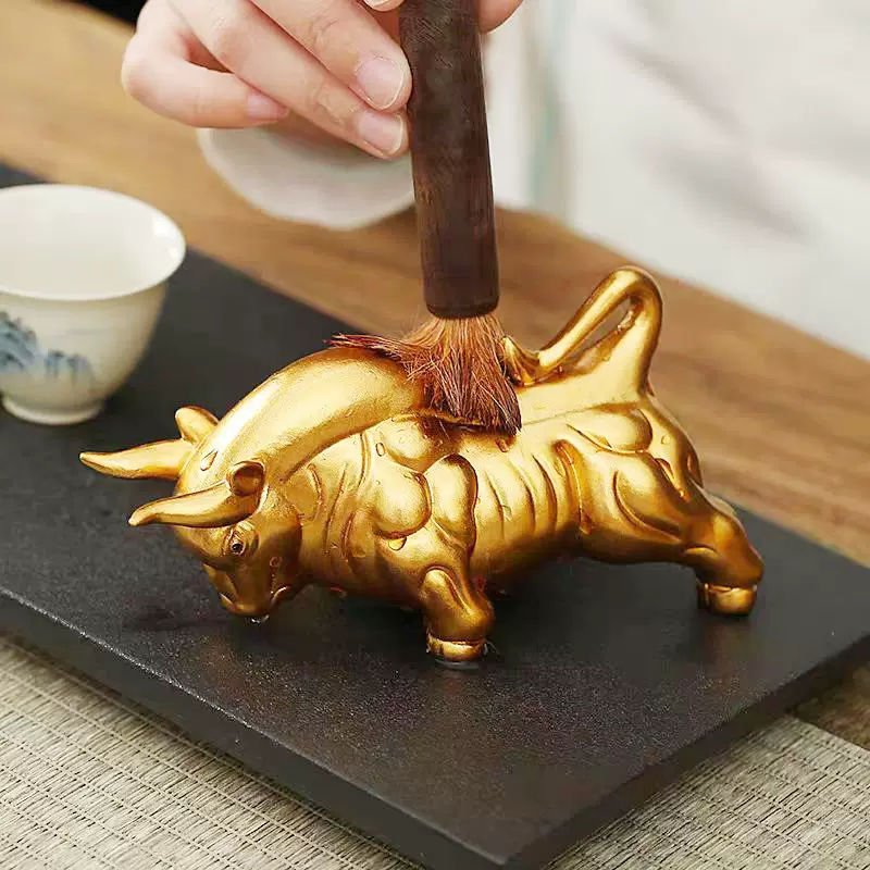 大号紫砂茶宠招财金牛牛市涨停摆件茶桌客厅博古架工艺品摆件礼品