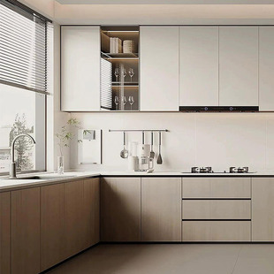 Modern Simple French Storage Whole House Stone Multi-Layer Board Aluminum Alloy Stainless Steel Integrated Kitchen Cabinet Tea Cabinet Cabinet