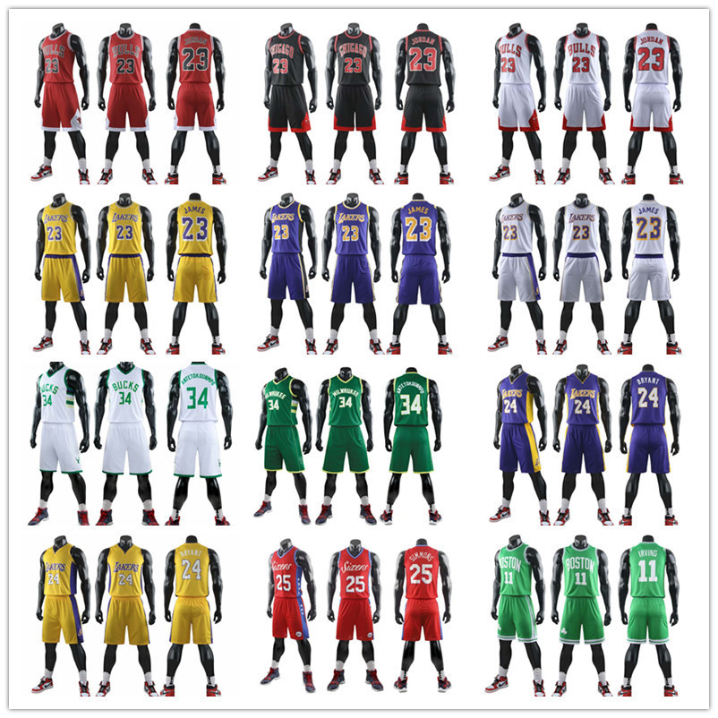 Basketball Uniform Suit for Male and Female Students Competition Team Uniform Number Adult Lakers Bulls Nets Warriors Jersey