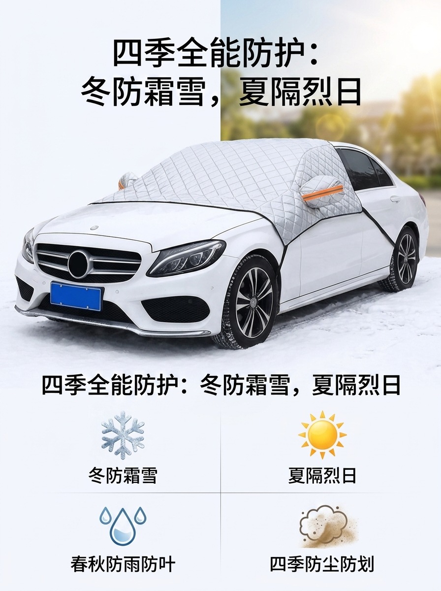 Car snow cover for the front windshield, winter snow protection cover, thickened car cover, half cover for frost and snow protection