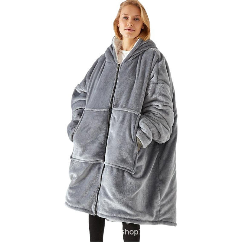 Transfronterizo perezoso Manta con capucha cremallera huggle engrosada ropa perezosa manta de TV ropa perezosa TV manta pijamas suéter