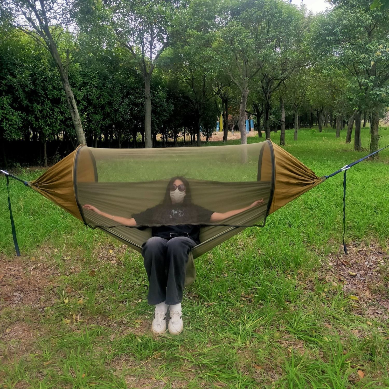 Automático de apertura rápida con mosquiteros hamaca al aire libre simple y doble tela de nylon barra de campamento anti-mosquitos tipo de suspensión