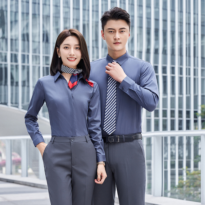 Bamboo Fiber Shirt Work Clothes Men and Women Same Style Professional V-Neck Summer Tooling Shirt Long and Short Sleeve Embroidered LOGO