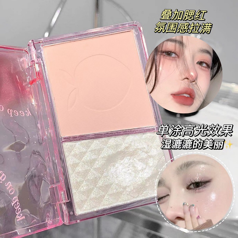 LEEINTO Placa de rubor de alto brillo de vitalidad ligera y dulce, brillo fino, brillo fino, maquillaje, sin polvo volador, tierna niña colorete