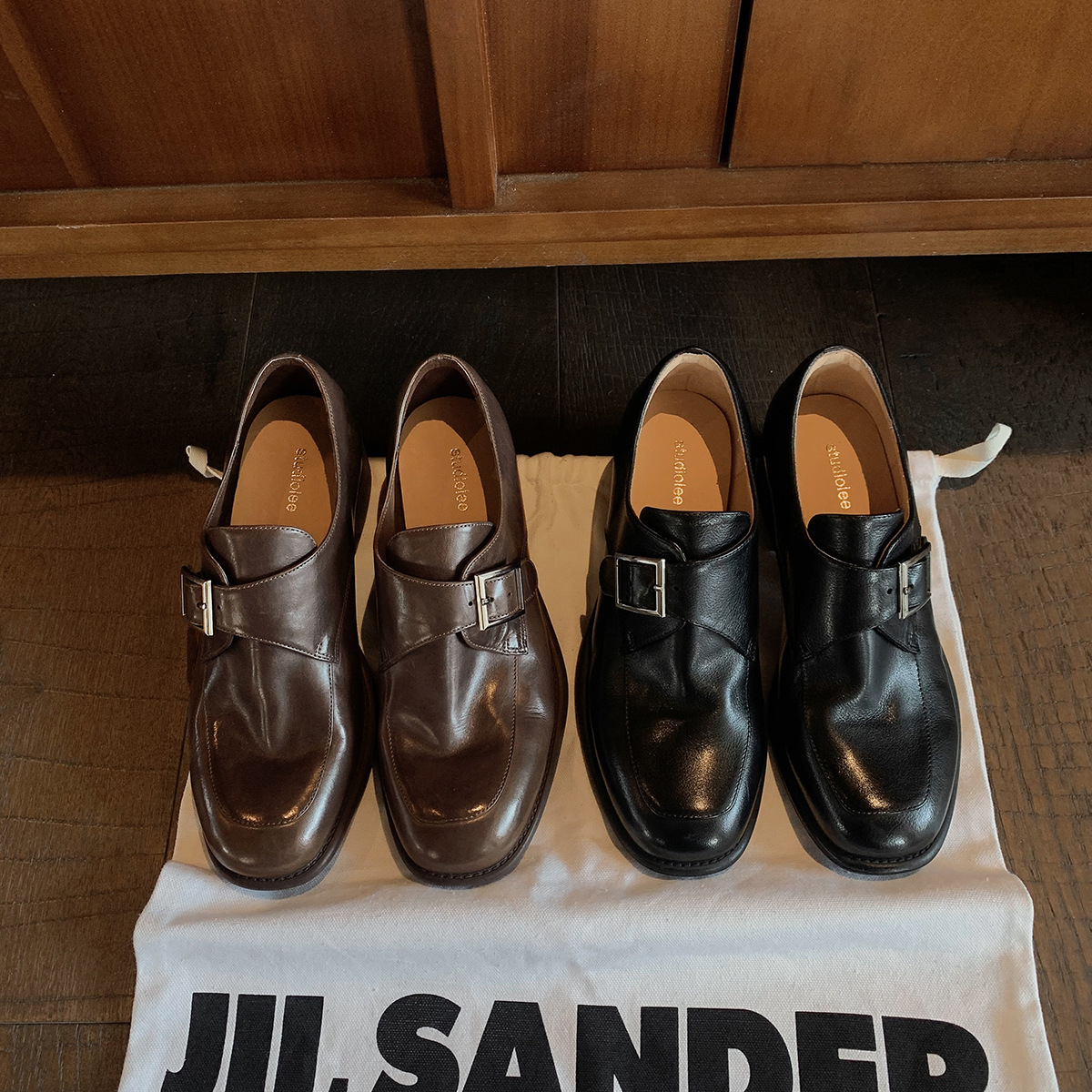 现货秒发！葡萄妈同款鞋真皮方圆头扣带质感单鞋粗跟牛津小皮鞋秋