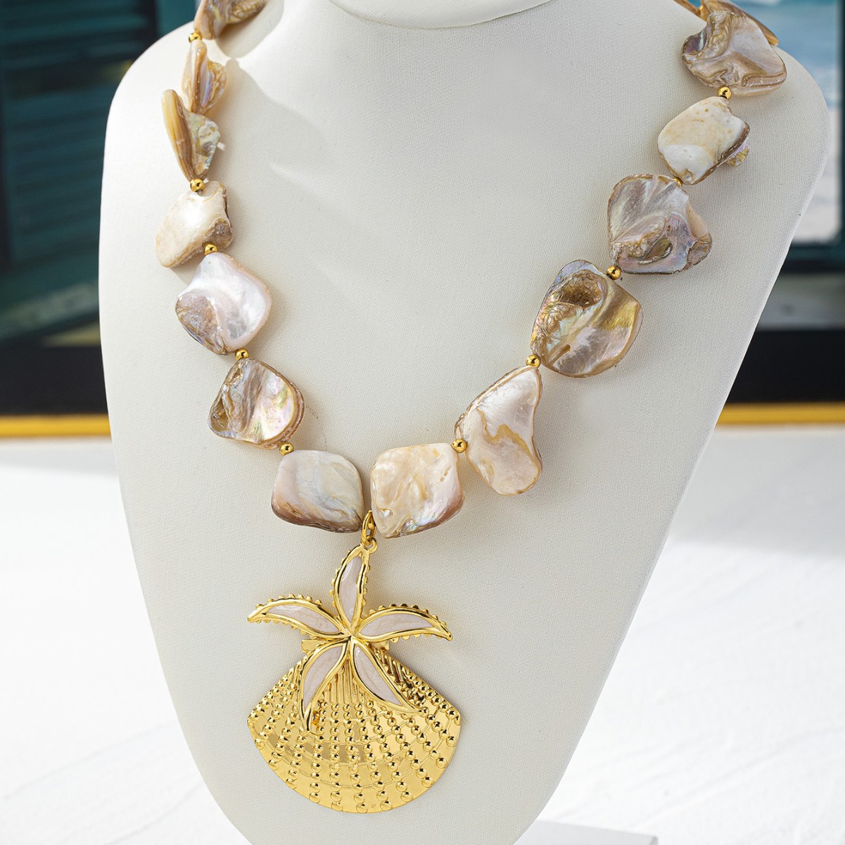 Scallop Starfish Marine Style Alloy Shell Pendant Necklace Wholesale display picture 3