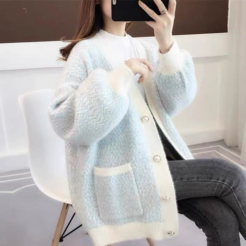 New autumn and winter women's sweater coat, faux mink fur thickened knitted cardigan, casual chenille outerwear New autumn and winter women's sweater coat, faux mink fur thickened knitted cardigan, casual chenille outerwear