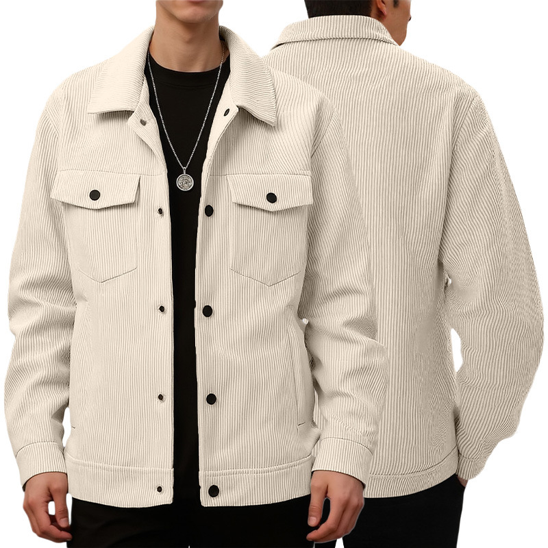 Corduroy Jacket For Men Single Breasted Casual Autumn Coat_voghion.com