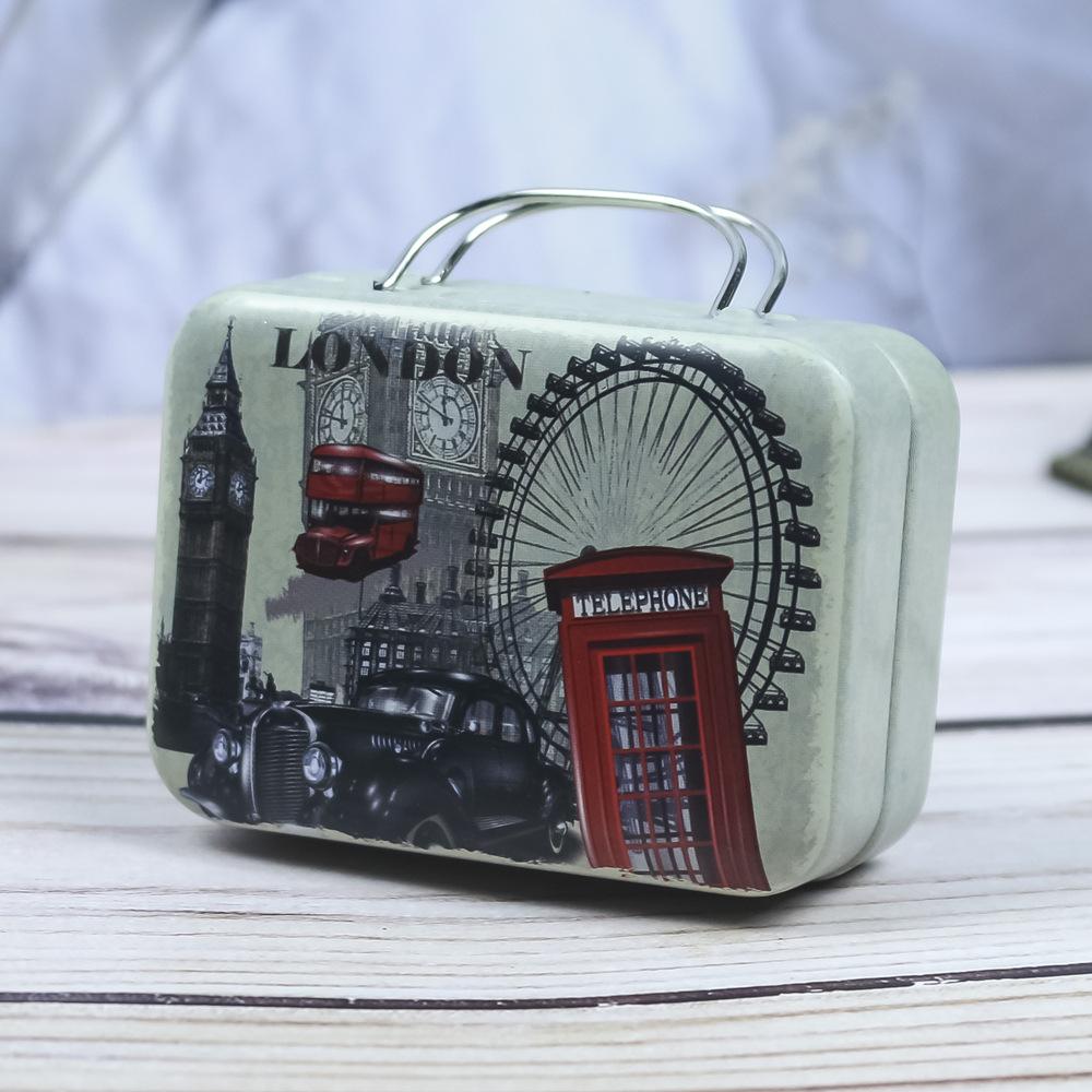 Retro maleta mini maleta caja de hierro caja de dulces monedero caja de monedas de regalo creativo caja de metal caja de embalaje