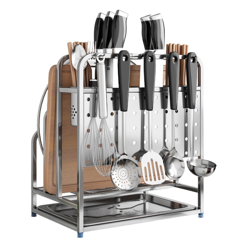 304 de acero inoxidable cuchillo de cocina rack estante de almacenamiento tablero de corte rack integrado cuchillo de cocina rack cuchillo