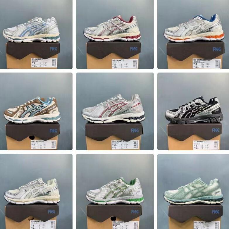 Putian Shoes Gel-Kayano 12.1 “Light Sage” Low-Top Retro Thick-Soled Dad Sneakers Casual Shoes