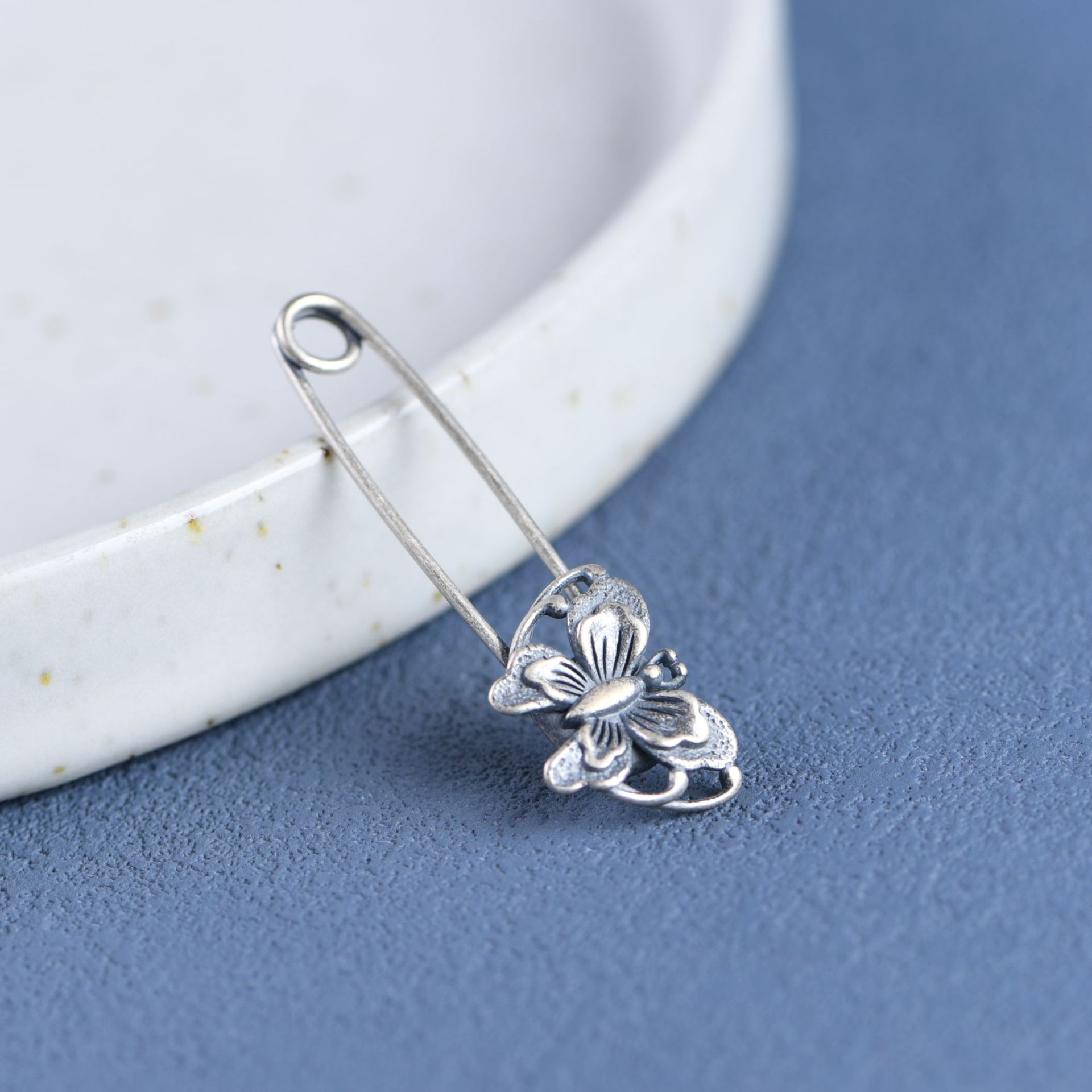 Golden Deer King S925 silver vintage craft Thai silver jewelry women's butterfly brooch pin collar pin silver jewelry accessories