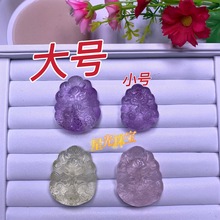 天然紫水晶许愿狐吊坠 粉晶许愿狐牌项链配件 柠檬晶将军狐毛衣链