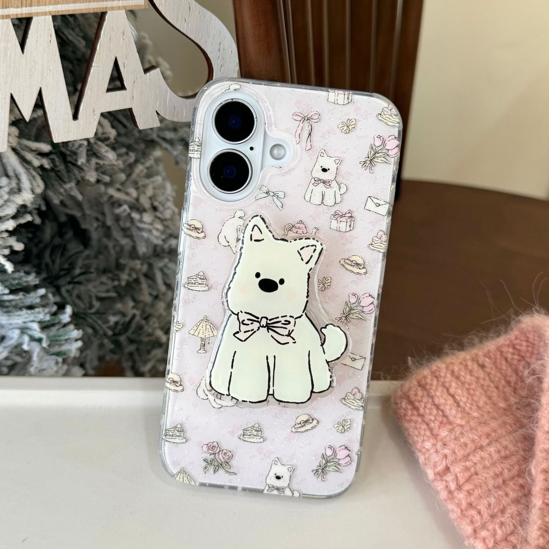 Girl ins brillo lindo West Highland adecuado para soporte 16ProMax iPhone13/14 funda para teléfono móvil 15 nuevo