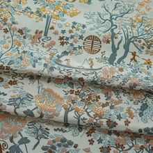 发财树 复古宫廷风旗袍金丝浮雕礼服时装面料时尚抱枕箱包提花布