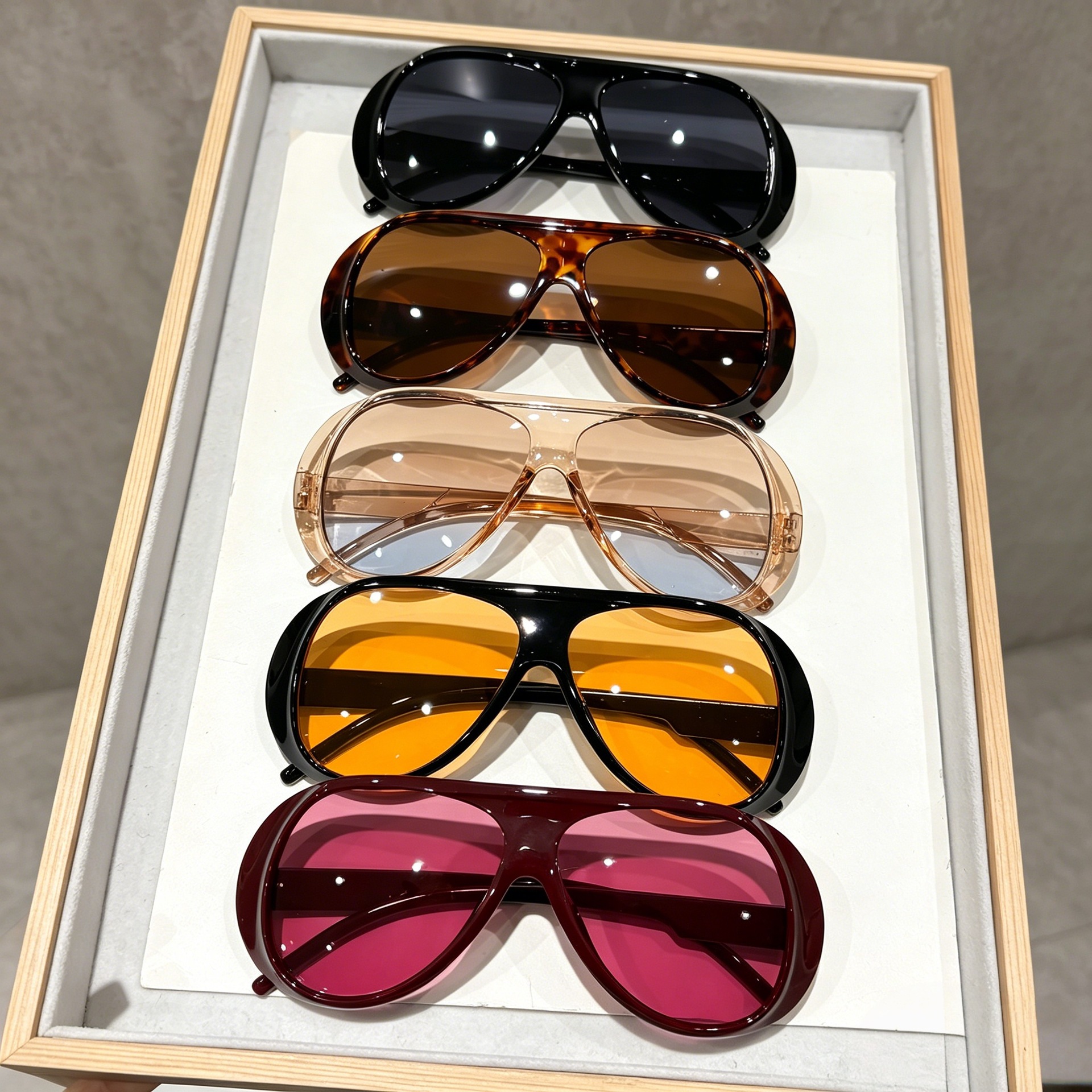 5 Pairs of Large-Frame Aviator Sunglasses for Women, High-End Set, Y2K Fashion Sunglasses, Anti-Uv Sunglasses