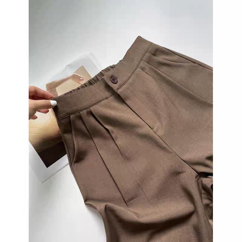 Fashionable Combination! Maillard Retro Light Luxury Coffee Color Early Autumn Versatile Stylish High-Waisted Straight-Leg Dress Pants
