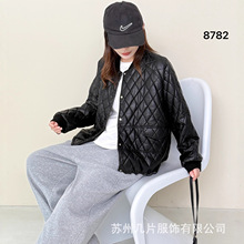 韩版宽松大码棉衣女 2025秋季文艺夹棉皮衣外套百搭新款立领夹克