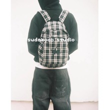 25春夏海星格子双肩包明宰铉同款背包复古星星学生书包大容量