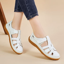 女式休闲单鞋;中老年妈妈鞋;平底凉鞋