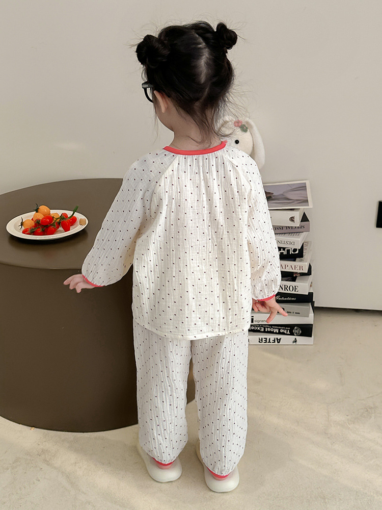 2025 nuevo pijama de niñas primavera y otoño para niños manga larga conjunto de separación de ropa de aire acondicionado para niñas bebés de otoño ropa para el hogar