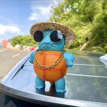 车载站姿傲娇杰尼龟创意汽车装饰车顶搪胶杰尼龟车尾公仔车外挂件