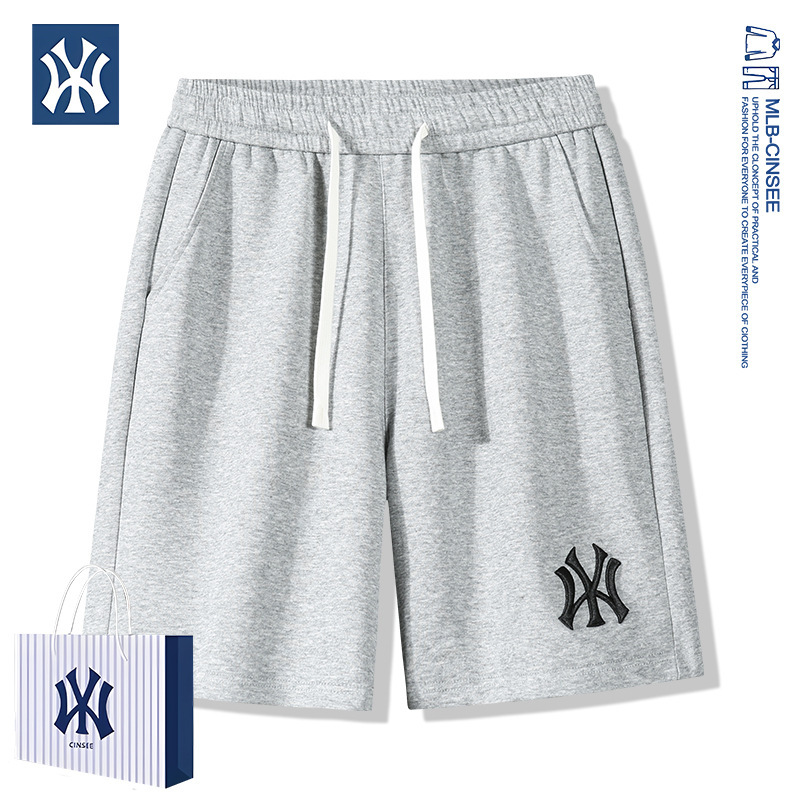 mlb&ny2025 夏アメリカのトレンディなブランドの男性と女性の刺繍入りカジュアルショーツファッショナブルで多用途な男性用ルーズクォーターパンツ|undefined