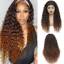 欧美头巾假发 渐变headband wig冰丝发带长卷发非洲小卷假发头套