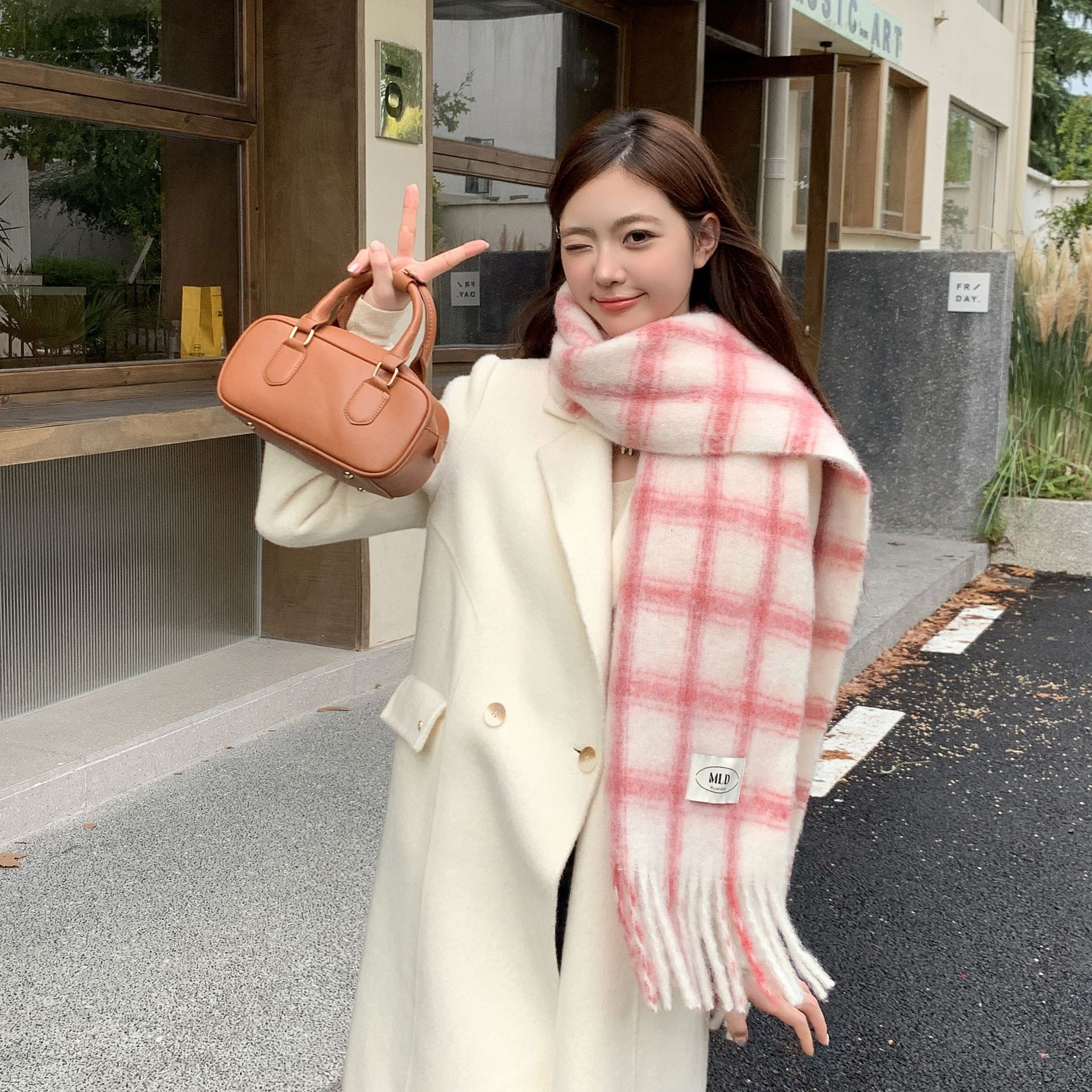 2024 atmósfera coreana秋-invierno abrigo chal invierno nuevo arco iris hibisco bufandas de lana para mujeres