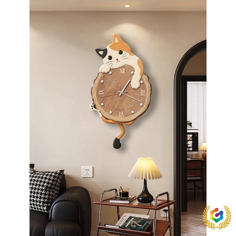 Modern Simple Cat Clock Wall Clock Living Room 2025 New Creative Clock Wall Art Wall Clock
