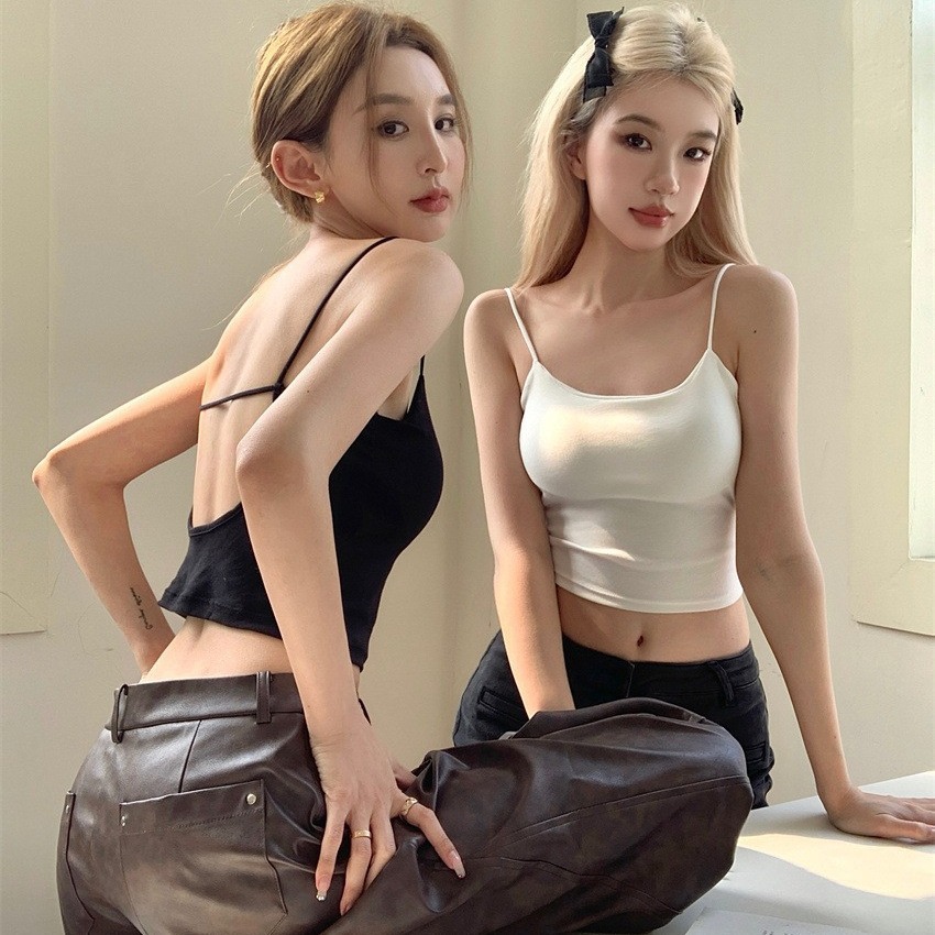 Estilo japonés chica caliente nuevo estilo belleza espalda delgada correa de hombro propio pecho de las mujeres pad integrado chaleco Copa se puede usar fuera ropa interior a juego