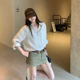 2026夏季新款韩版宽松休闲百搭长袖衬衫女设计感小众衬衣外套上衣