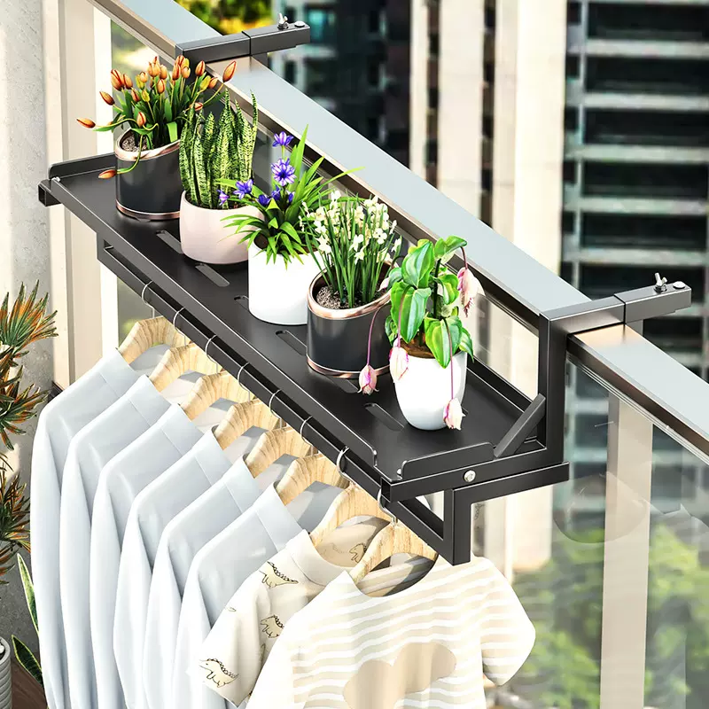 定制阳台花架悬挂式不锈钢护栏花盆挂架多肉栏杆晾晒架室内置物架