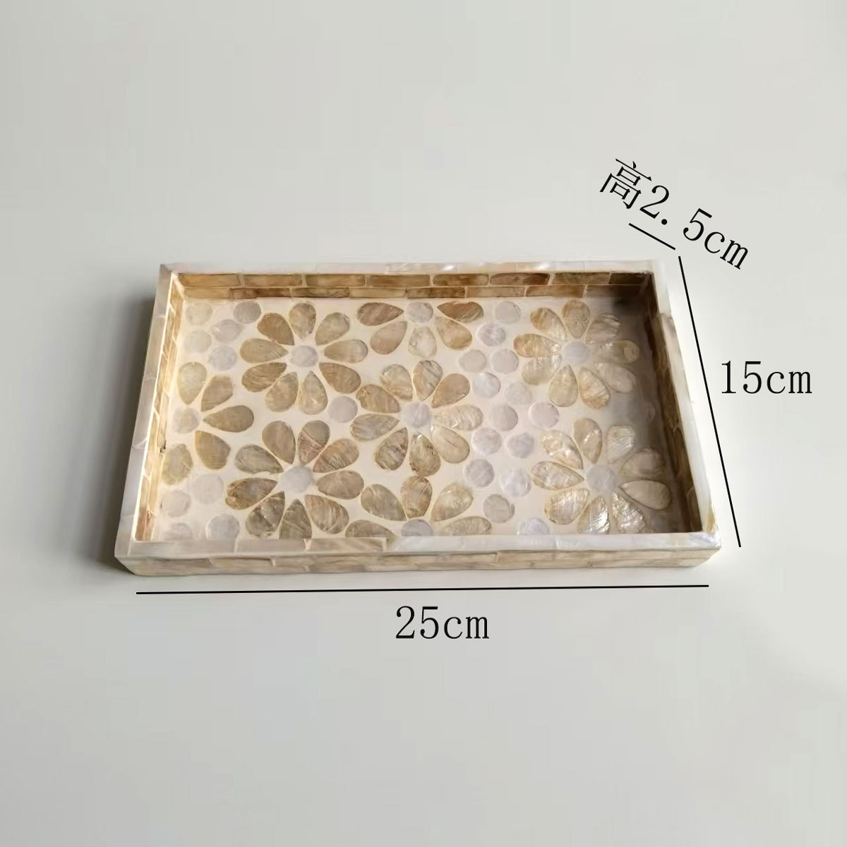 직사각형 풀 쉘 골드 꽃 25*15*2.5cm