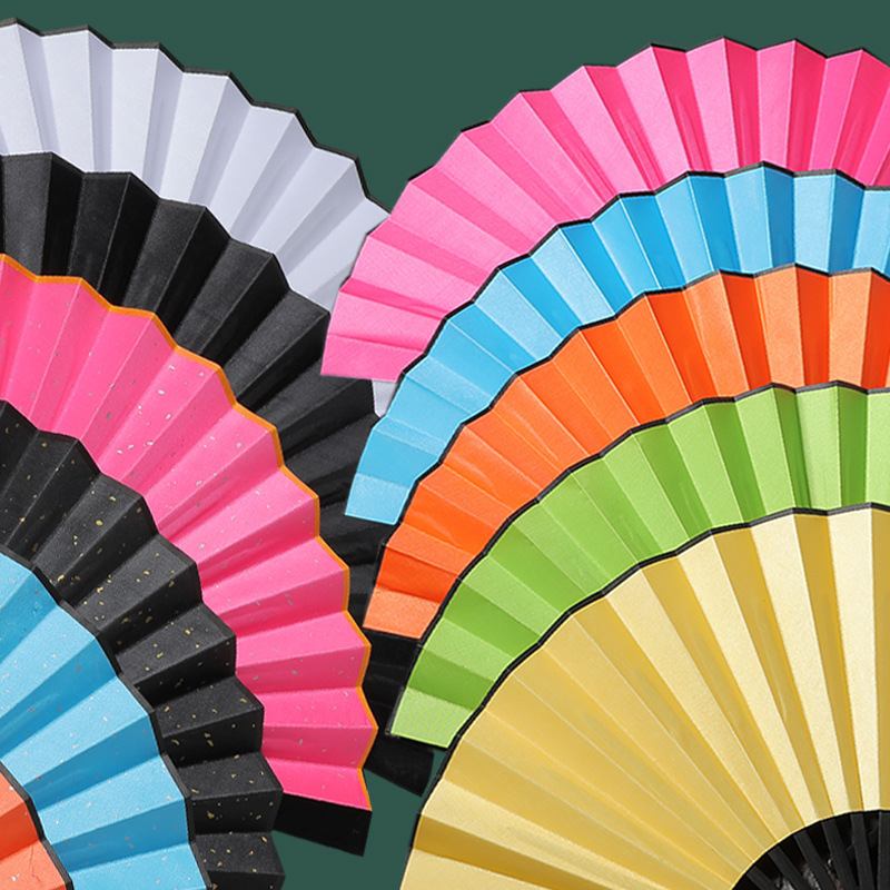 印制logo10寸绢布折扇定 制中国风题字红黑绢布空白绢布扇子批发