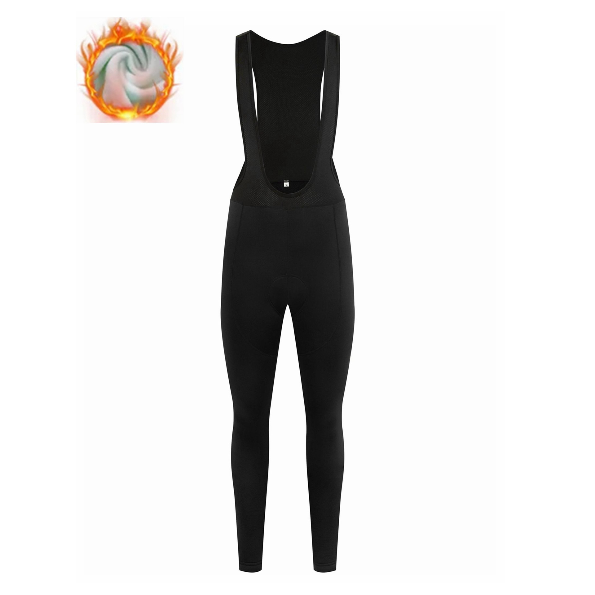 Men's Fleece Cycling Pants Trousers Strap Fall/Winter fleece-lined Warm Road Bike Cycling Pants High Density Cushion